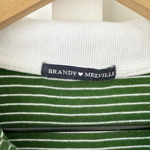 BRANDY MELVILLE green striped crop polo - Picture 3 of 3